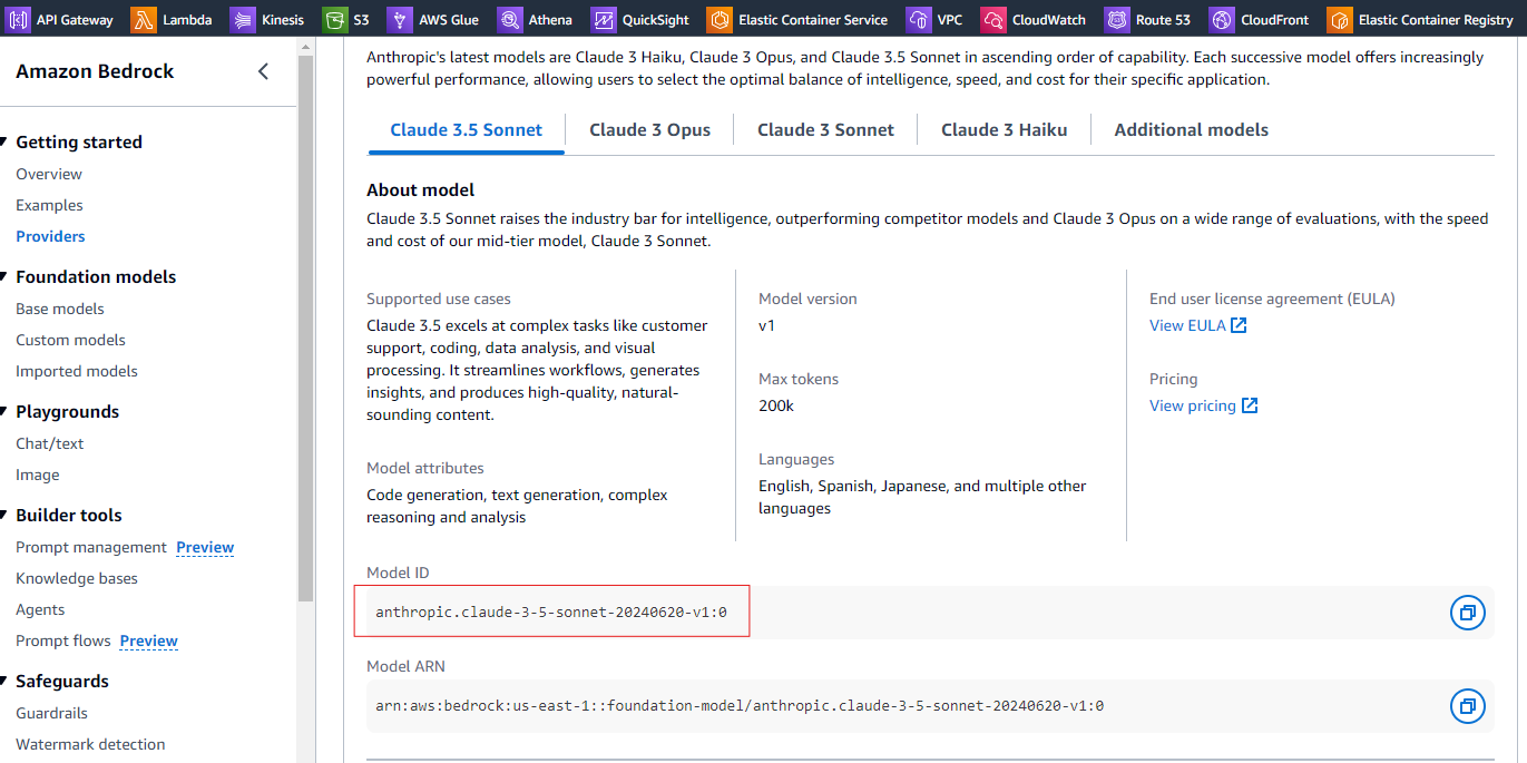 AWS Bedrock Anthropic Claude Model Id