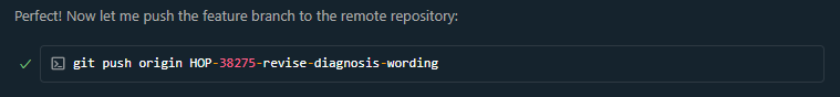 AI pushing feature branch to remote repository