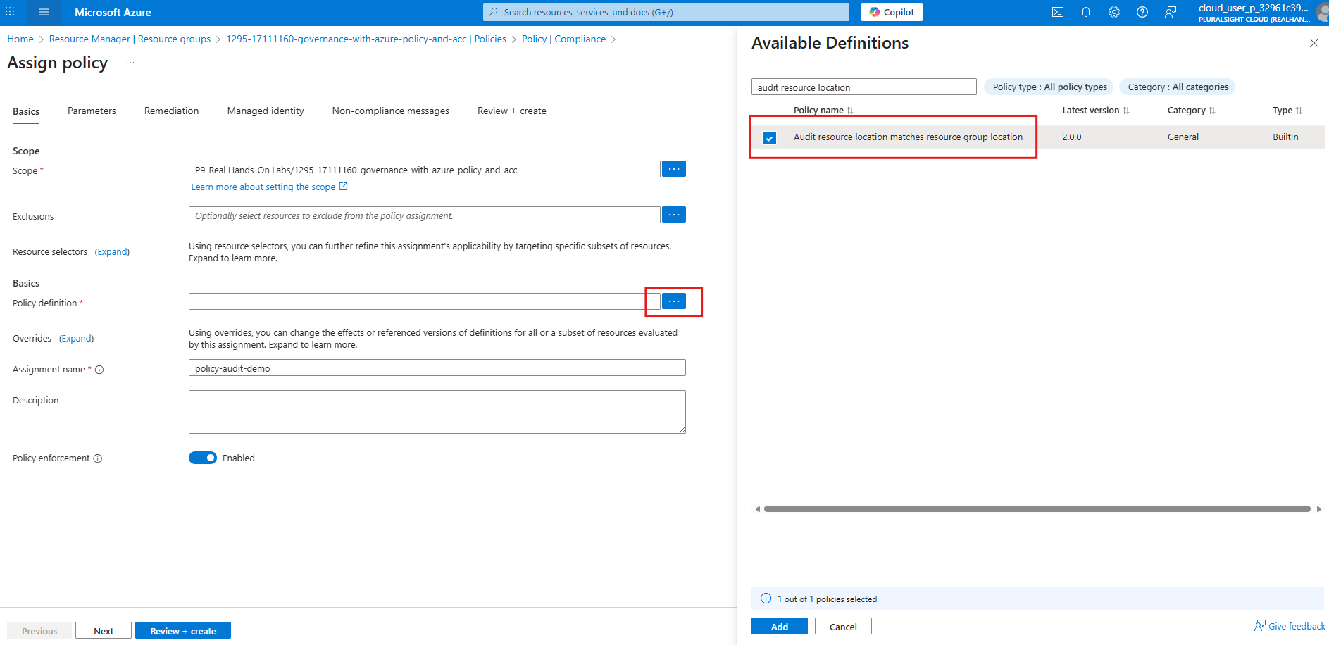 Azure Policy Assignment to Resource Group