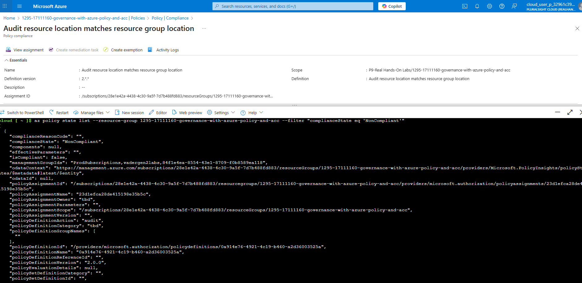 Azure Policy CLI Non-Compliant Resources