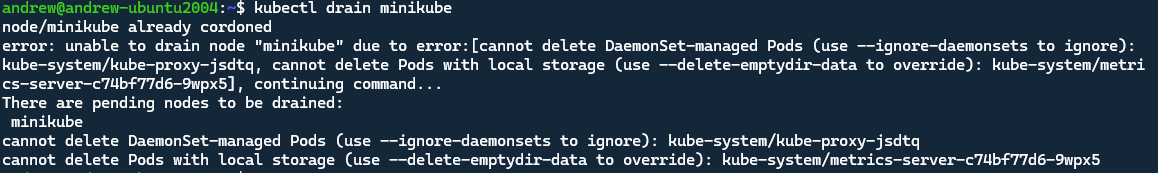 Kubernetes Drain Node Error