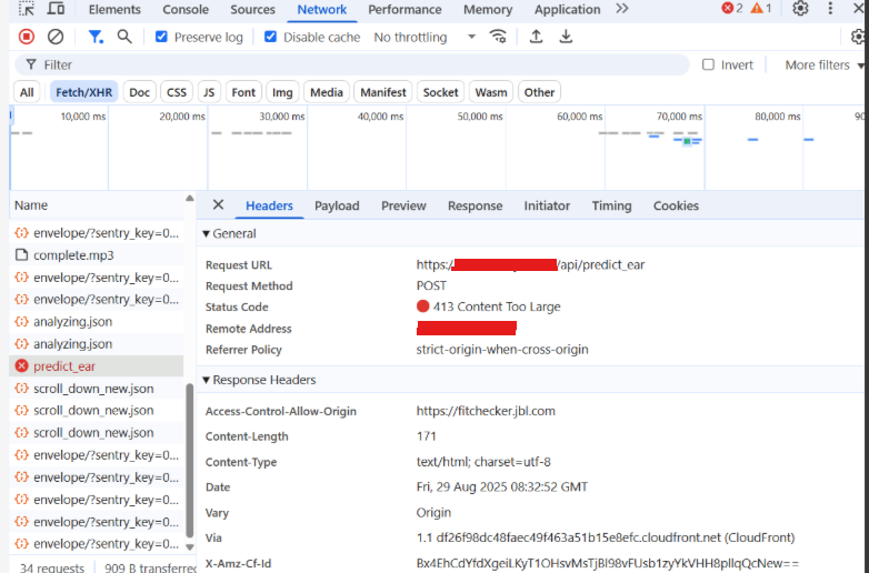 Flask 413 Content too large Error