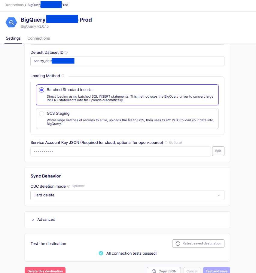 Airbyte BigQuery Destination